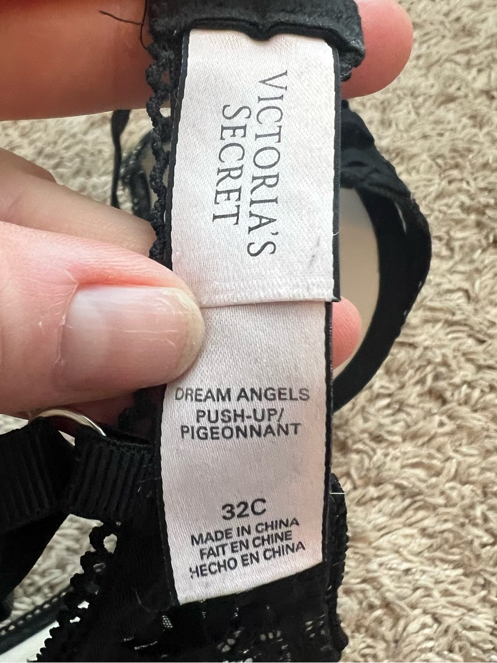 Victoria's Secret Black Lace Dream Angels Push Up Bra with Floral Cutout Overlay - Picture 5 of 5